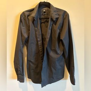 Men’s Black poplin button down shirt from New Look